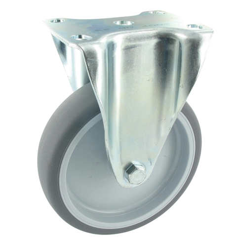 Apparaterolle Bockrolle mit Gleitlager – Thermoplastischer Gummi Ø100x30, Bauhöhe 135mm, Tragfähigkeit 100 kg